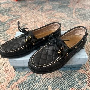 Sperry Top Sider Women's Quilted Boat Shoes Size 8 Leather Black